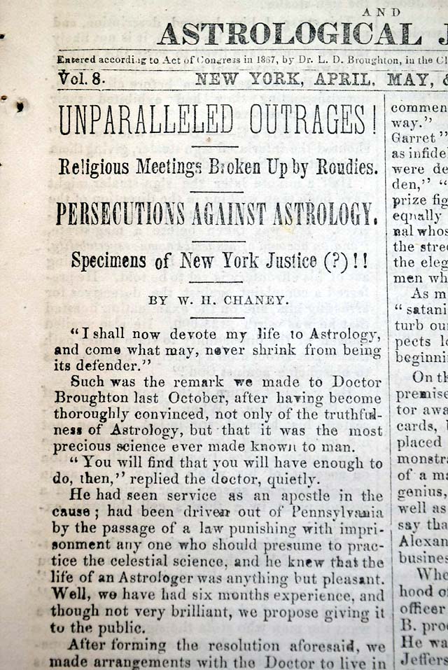 Chaney jailed for belief in astrology.: nearly full issue coverage of his plight...