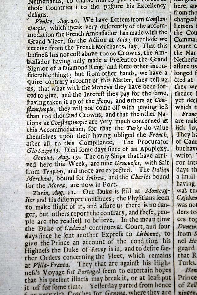 News from over 340 years ago...