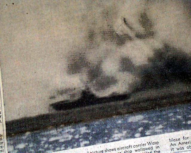 Uss Wasp Sinking Wwii Guadalcanal Rarenewspapers Com