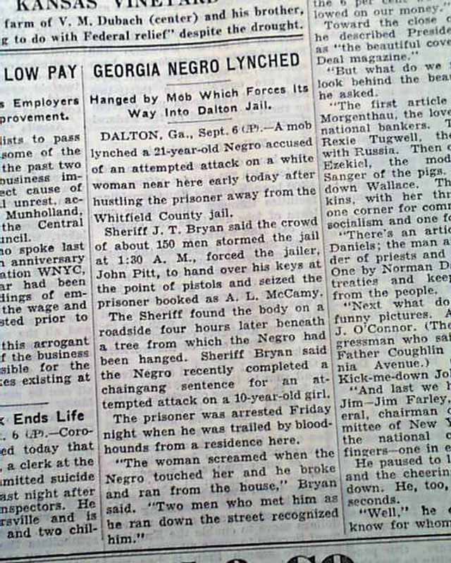1936 Dalton, negro lynching...