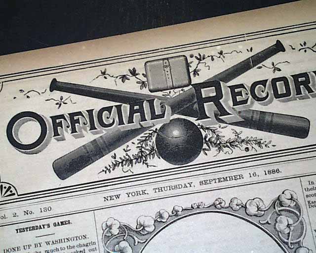 Very rare baseball newspaper from 1886...