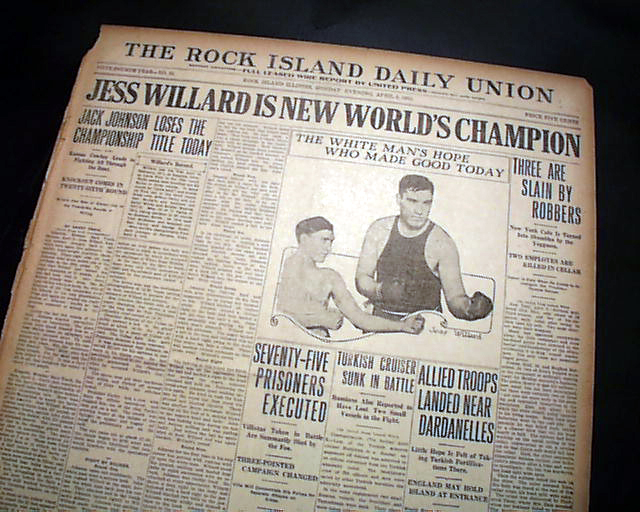 Trio of issues on the Jack Johnson vs. Jess Willard championship bout...