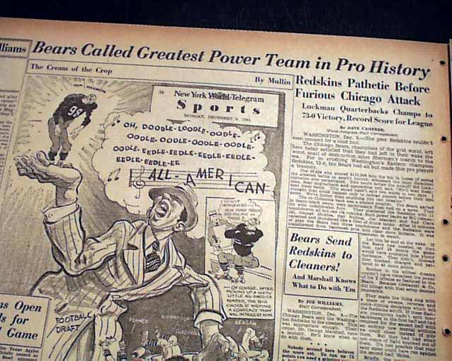 1940 NFL CHAMPIONSHIP GAME (Bear vs Redskins) Poster of Game Program, 8x10  Photo