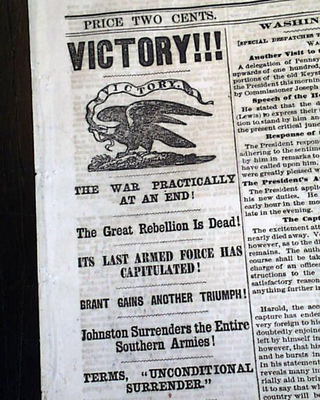The end of the civil war a graphic issue rarenewspapers