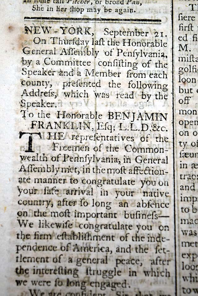 A letter to Ben Franklin, with his signed response...
