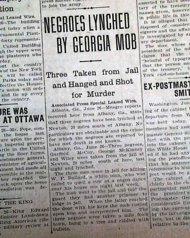 1903 Newton, Negroes Lynchings...