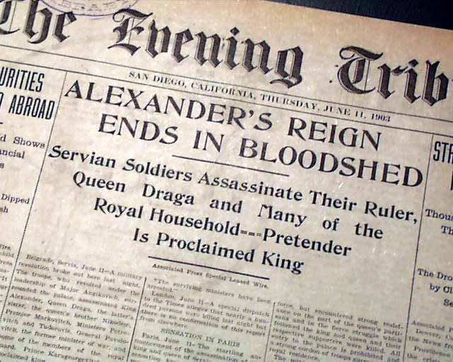 Alexander I of Serbia & Queen Draga assassination... - RareNewspapers.com