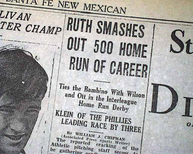 National Baseball Hall of Fame and Museum ⚾ on X: #OTD in 1929, Babe Ruth  hits his 500th career home run. The @Yankees slugger has almost twice as  many home runs as