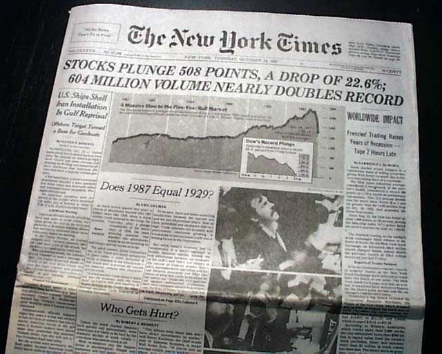 The 1987 stock market crash...
