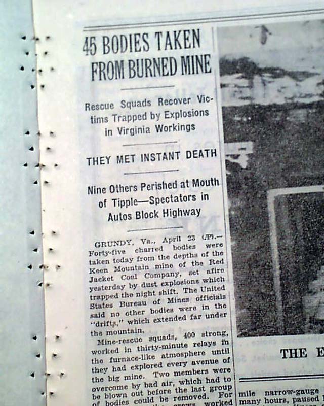 1938 Grundy, Virginia coal mine explosion.....