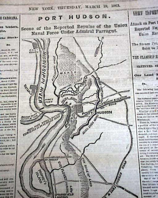 War map of the Port Hudson vicinity, to Baton Rouge... - RareNewspapers.com