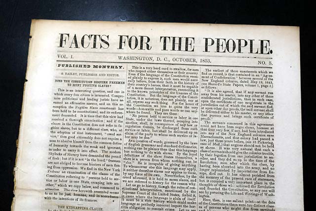 Volume 1 issue of a scarce anti-slavery newspaper...