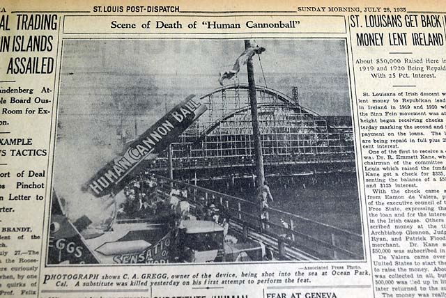 1935 human cannonball stunt death...