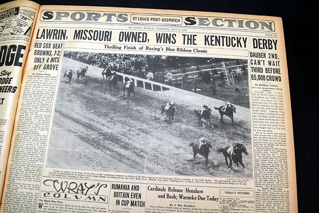 Lawrin Wins the 1938 Kentucky Derby...