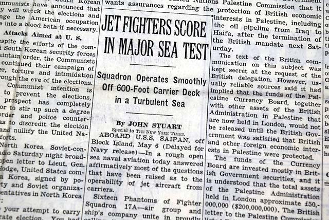 U.S. Navy jet fighter age is born in 1948...