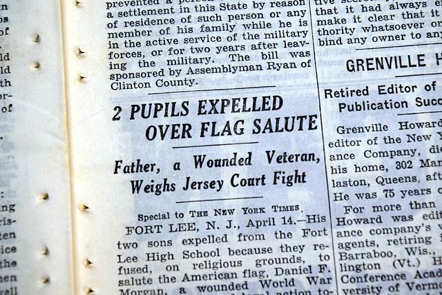 Jehovah's Witnesses and not saluting the U.S. flag...