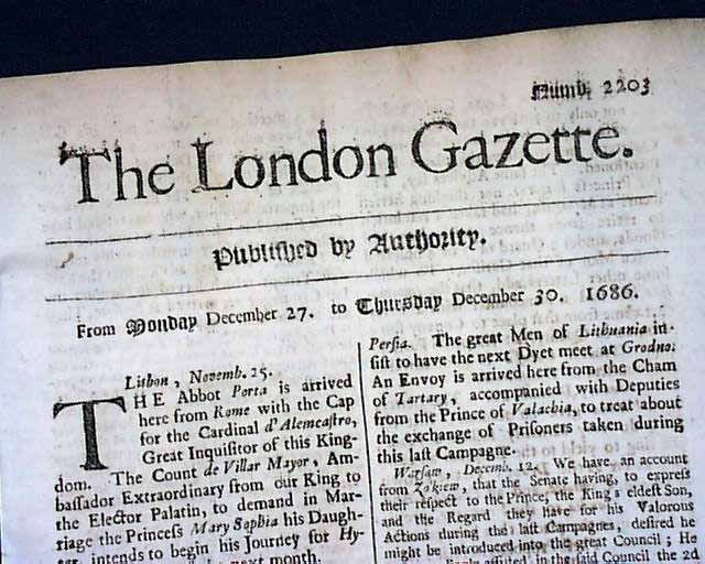 World's Oldest NEWSPAPER - 1686 Gazette 320 Years Old ...