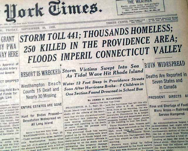 New England Hurricane Disaster Of 1938... - RareNewspapers.com