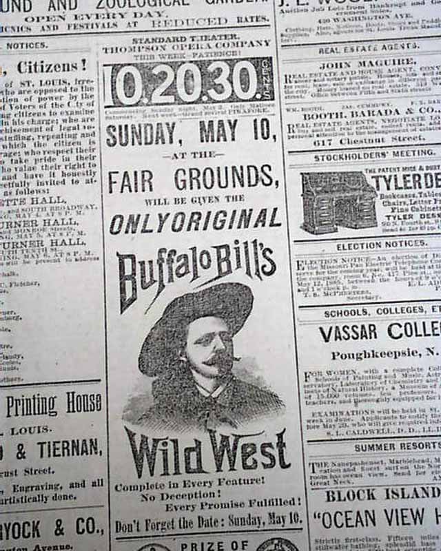 Illustrated ad for Buffalo Bill's Wild West Show... - RareNewspapers.com