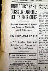 Jehovah's Witnesses and street handbills ruling...