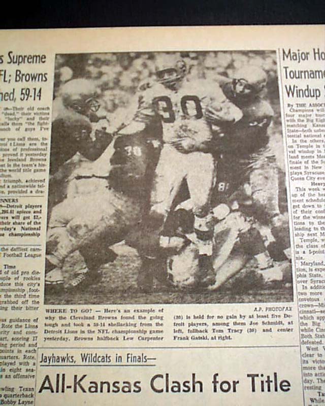 Detroit Free Press on X: Free Press pages from 1957 Detroit Lions  championship win   / X