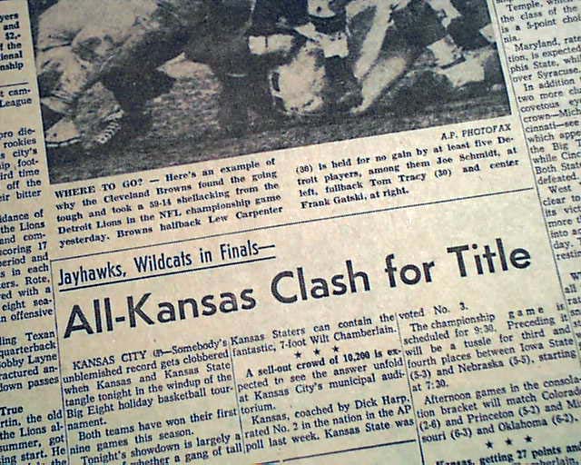 Free Press pages from 1957 Detroit Lions championship win