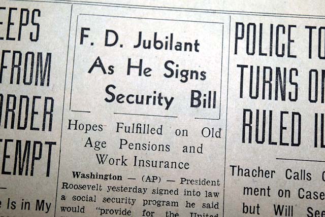 Social Security bill becomes law in 1935...