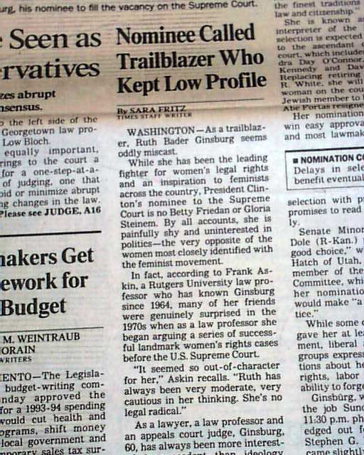 1993 Ruth Bader Ginsburg nomination...