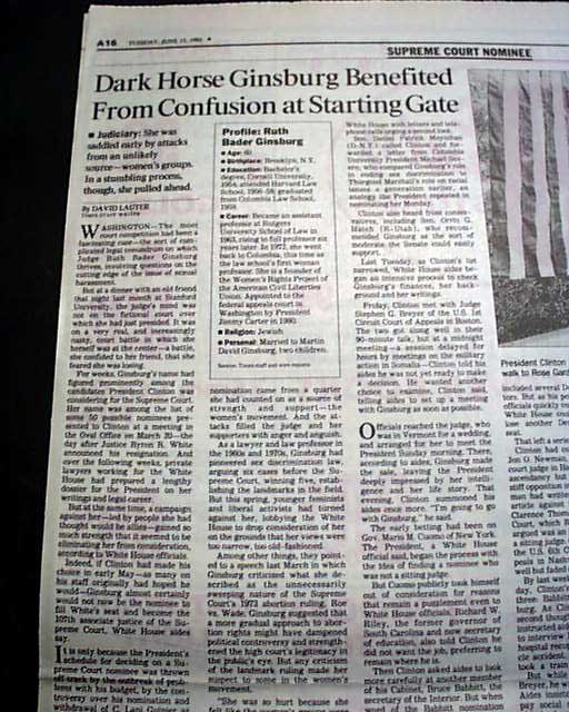 1993 Ruth Bader Ginsburg nomination...