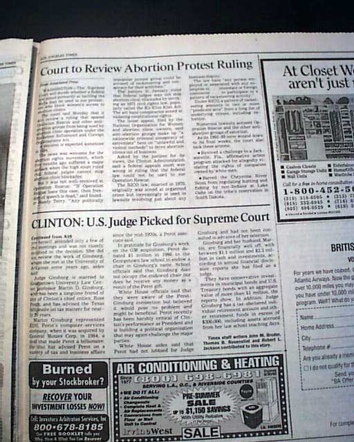 1993 Ruth Bader Ginsburg nomination...