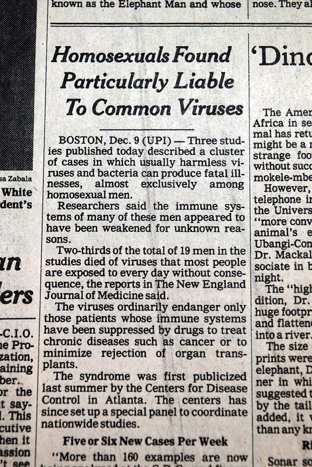 HIV/AIDS virus early reporting in 1981...