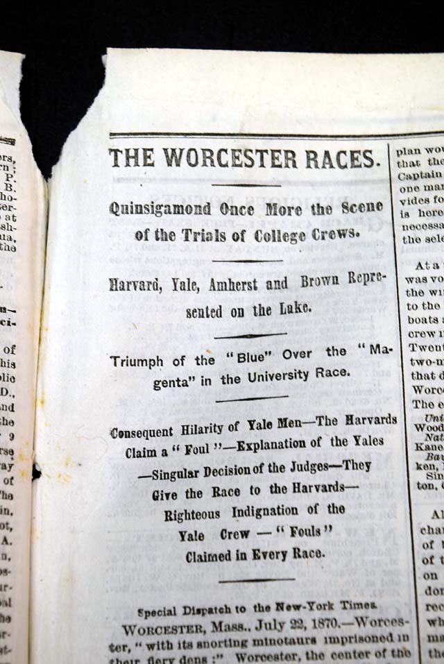 1870 intercollegiate rowing regatta... Yale vs. Harvard...