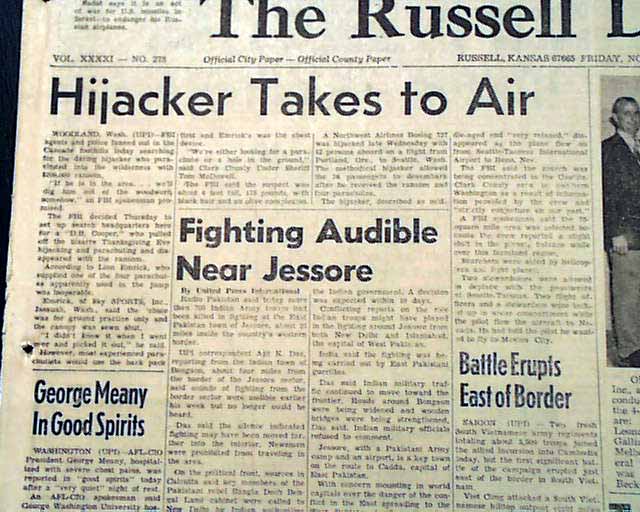 D. B. Cooper Hijacking... Parachute Escape... - RareNewspapers.com