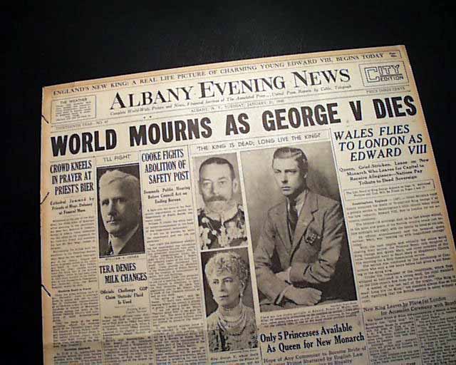 Death of King George V..... - RareNewspapers.com