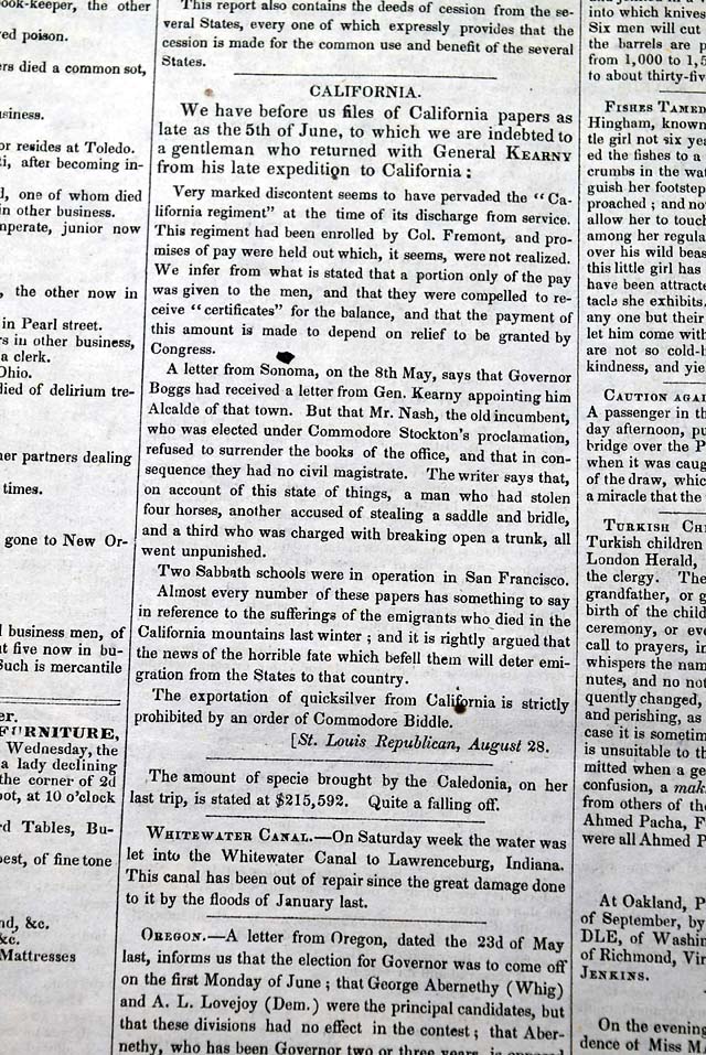 From the West...   The Mexican War...