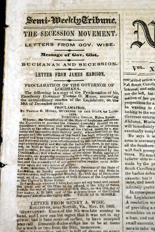 States consider secession from the Union...