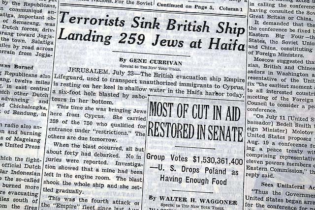 THE NEW YORK TIMES, July 24, 1947&nbsp;* British ship SS Empire...