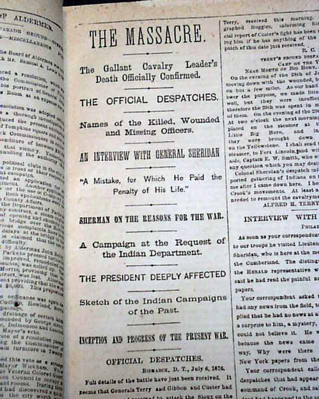 Newspaper: Report of General Custer's Death