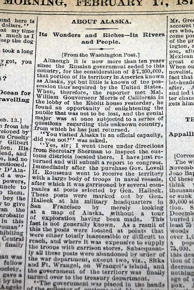 Extolling the virtues of Alaska, just 12 years after its purchase...