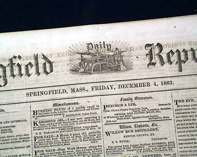 1863 Springfield MA Newspaper....