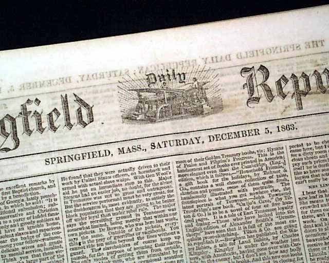 1863 Springfield MA Newspaper....