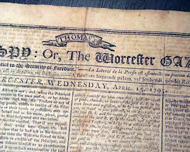 By the famed Isaiah Thomas in 1795...