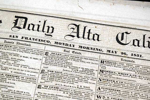 Lineage to California's first newspaper... From shortly after statehood...