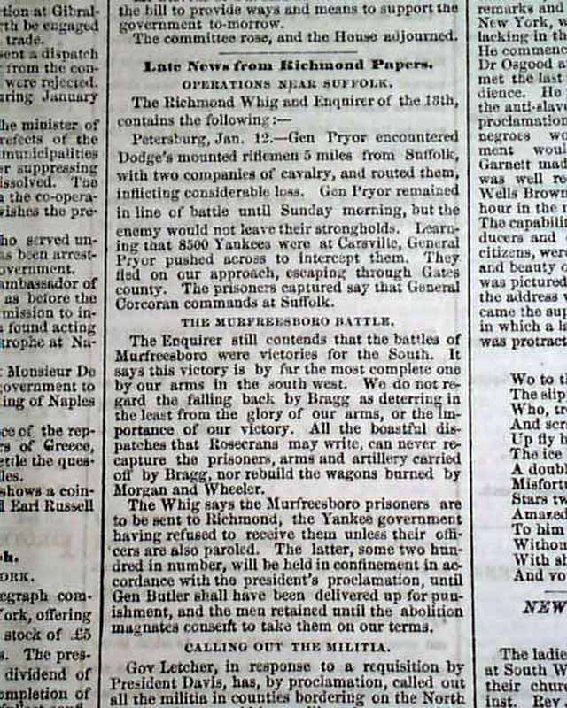 1863 Springfield MA Newspaper....