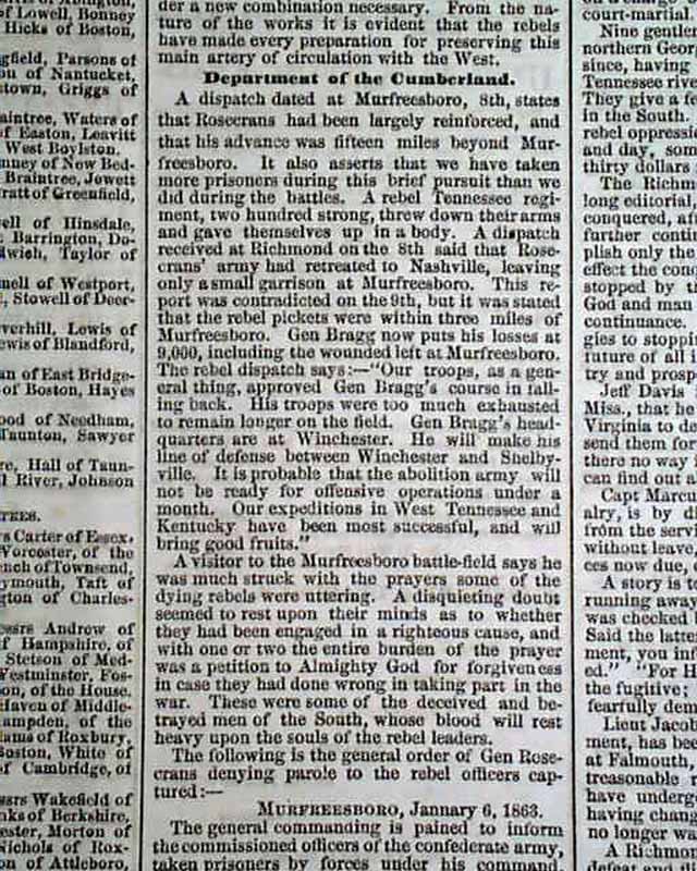 1863 Springfield MA Newspaper....