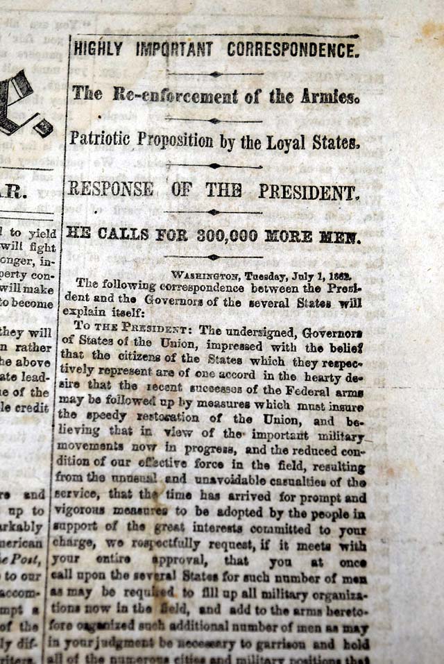 Lincoln's call for more troops...   Two Civil War maps...