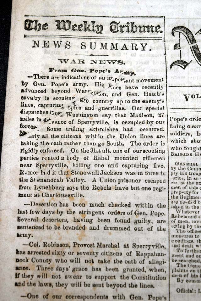 A week's report of Civil War news...