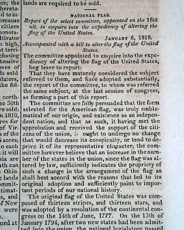 Changing The American Flag In 1818...