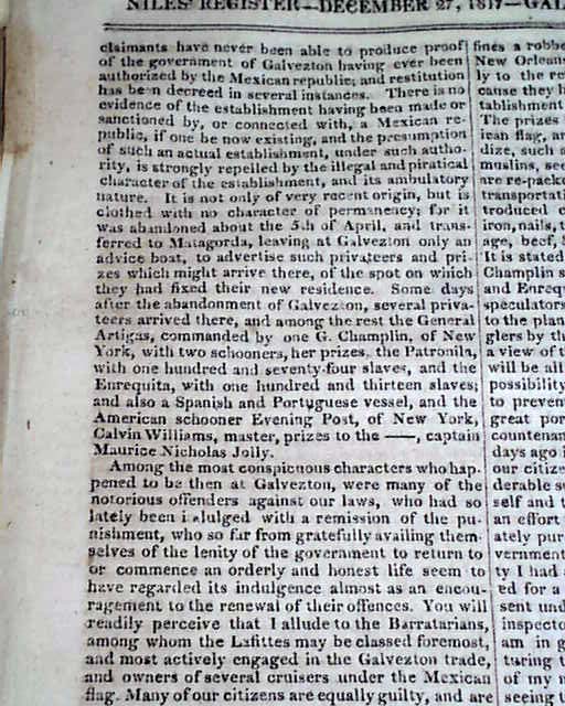 Pirate Lafitte At Galveston TX In 1817...
