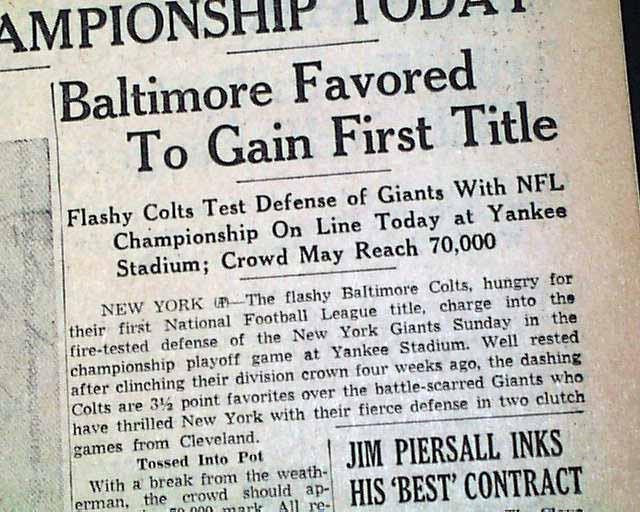 Baltimore Colts vs. New York Giants...